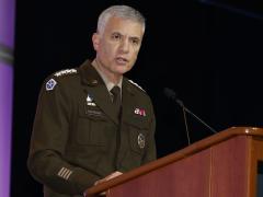 Gen. Paul M. Nakasone, USA, commander, U.S. Cyber Command, addresses the audience at AFCEA's TechNet Cyber 2023 in Baltimore on May 2. Photo by Mike Carpenter