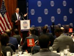 FBI S&T's Robert Brown delivers the opening keynote address at the LEAPS Technology Forum. Photo by Lisa Nipp