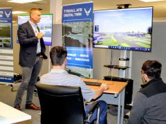 Integration Branch Chief for the Air Force Civil Engineer Center’s Natural Disaster Recovery Division, Lowell Usrey, presents information on digital twin technologies at Tyndall Air Force Base’s Hololab in Florida in February 2022 during the so-called Synapse Summit. Credit: Air Force Installation and Mission Support Center Public Affairs Photo by Emily Mifsud