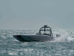 A Devil Ray unmanned surface vessel, sails in the Arabian Gulf as Task Force 59 integrates unmanned systems and artificial intelligence with maritime operations. Credit: Mass Communication Specialist 2nd Class Jacob Vernier, U.S. Navy.