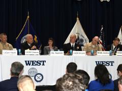 Panelists discuss global security and the sea services during WEST 2024.
