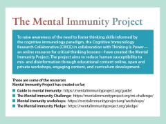 The Cognitive Immunology Research Collaborative, known as CIRCE, and an organization called Thinking Is Power, have created the Mental Immunity Project to help reduce susceptibility to misinformation and disinformation. Credit: Graphic created by Chris D'Elia with information from CIRCE