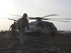 A Marine heavy helicopter inserted a team of six geologists, and 16 marines and sailors providing security, as they excavated rock samples in Afghanistan in search of rare earth elements in 2010. Credit: Cpl. Ryan Rholes, U.S. Marine Corps