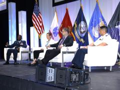 U.S. Department of Defense principal cyber advisers sit on a panel at TechNet Cyber 2024.