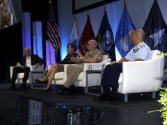 The panelists discuss "Shaping the Future With Strategies, Technologies and Partnerships" on Wednesday, June 26, at TechNet Cyber in Baltimore.