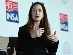 Director of Intelligence Avril Haines spoke at INSS on Tuesday in Bethesda, Maryland. Credit: Herman Farrer.