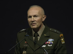 Gen. Randy George, chief of staff of the U.S. Army, speaks at the Association of the U.S. Army’s Annual Meeting & Exposition on October 15, 2024.