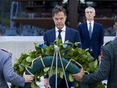 Mark Rutte, the new NATO secretary general, participates in the wreath laying ceremony. Rutte began his tenure on October 1, 2024, succeeding Jens Stoltenberg. Credit: NATO