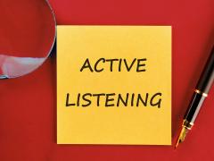 Active listening is a crucial skill to learn in a leadership role. Credit: Ihar Halavach/Shutterstock.