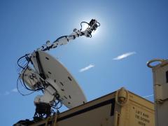 The Space Force’s Space Training and Readiness Command (STARCOM) conduct a test in Colorado Springs in April 2024 of the Remote Modular Terminal, a new, small form-factor system for the Space Rapid Capabilities Office to be fielded in large numbers at low-cost and operated remotely. To test and train emerging space technologies for a near-peer environment, Guardians need comprehensive operational test and training platforms. Credit: U.S. Space Force photo by Isaac Blancas