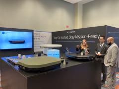 Kymeta showcases the new Goshawk u8 satellite receiver terminal at the Satellite 2025 Conference & Exhibition.