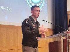 Lt. Gen. Paul Stanton speaks at the DoD CIO Cyber Workforce Summit at Fort McNair, Washington, D.C.