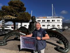 Jüri Grigorjev takes the AFCEA flag to Vigo, Spain.