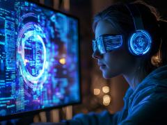 The Air Force Research Laboratory’s (AFRL’s) Trusted Information Transfer and Access Nexus, or TITAN, suite of tools enables secure communications in ways not seen before, including through the use of augmented reality glasses, as depicted by this graphic. Credit: Bundi-stock.adobe.com generated with AI