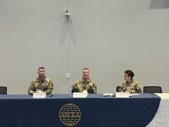 Col. Scott Shaffer, project manager, Electronic Warfare & Cyber, PEO IEW&S, speaks at TechNet Augusta 2025.