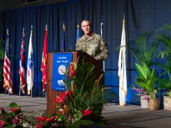 Lt. Gen. Joshua Rudd, USA, the U.S. Indo-Pacific deputy commander, speaks at AFCEA International’s TechNet Indo-Pacific conference on October 30 in Honolulu. Credit: Artistic Mindz Photography