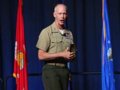 Lt. Gen. James Glynn, commander, U.S. Marine Corps Forces, Pacific (MARFORPAC), speaks at TechNet Indo-Pacific 2025 in Honolulu. Credit: Artistic Mindz Photography