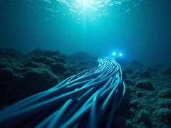 Autonomous underwater robot inspects a subsea fiber optic cable. Credit: OKA-stock.adobe.com generated by AI