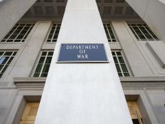 The Department of War plaque at the Pentagon. Photo by U.S. Air Force Staff Sgt. Madelyn Keech.