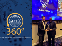 Col. Mike Black, USAF (Ret.), vice president for defense at AFCEA International, gets inducted into the Air Force Cyberspace Operations and Support Hall of Fame's class of 2025. Credit: Col. A.G. Hatcher, USAF (Ret.)