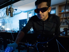 University of Southern California Ph.D. student Thabassum Nattikallungal sets up an experiment to resolve the spin-state dynamics in intramolecular charge transfer compounds. The U.S. National Science Foundation and the United Kingdom Research and Innovation have joined forces on a $10 million effort to fund eight projects researching chemistry and quantum information science. Credit: Thabassum Nattikallungal/University of Southern California