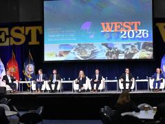 Naval operations experts speak at WEST on February 11, 2026, in San Diego. Credit: Karras Photography