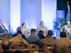J6s from EUCOM, NORTHCOM and TRANSCOM explain the need for secure and reliable C5 technologies on February 4, 2026, at the Rocky Mountain Cyberspace Symposium. Credit: Zach Watkins, LVTD Digital