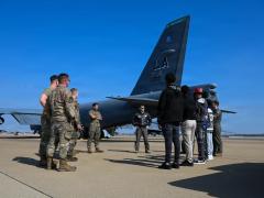  Members assigned to the 2nd Bomb Wing talk with students from the Junior Achievement of North Louisiana program about the B-52H Stratofortress during a tour at Barksdale Air Force Base, Louisiana, February 13, 2026. The Air Force has recognized the need to adapt to rapidly emerging technological capabilities for some time, but there has been very little discussion on how to do so, the author says. Credit: U.S. Air Force photo by Airman Maxwell Cunningham, 2nd Bomb Wing