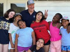 Gold Star kids attend a camp together at the Echo Hill Ranch in Texas Hill Country, sharing a common bond and camp experience, with horseback riding, swimming, archery, arts and crafts, and singing around the campfire. The Alamo Chapter's W2MF Foundation donates to a wide variety of charities that support military families. 