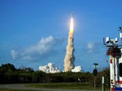 A NASA Space Launch System rocket launches the Artemis II mission from the Space Launch Complex at Kennedy Space Center, Florida, on April 1, 2026. A new study purports that the United States must start preparing a military space effort now, given the risks from China. Credit: Staff Sgt. Noah Coger, Armed Forces Medical Examiner System 