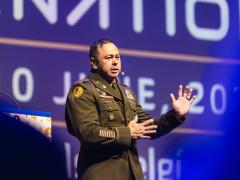 Col. Arnel David, Task Force Maven director, NATO SHAPE, delivers the opening keynote at TechNet International in Brussels on June 9, 2026. Photo by Matthieu Labey Photographer