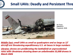 Small uninhabited aerial vehicles (UAVs) present a rapidly evolving and proliferating air threat to expeditionary air bases and fielded forces. Such overhaul of the military’s base defense operation center structure is “absolutely crucial.”  This means revamping point defenses, adding offensive capabilities, providing additional sensors, training airmen and integrating command and control, leaders from the Mitchell Institute for Aerospace Studies say.
