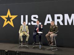 Brandon Pugh, principal cyber advisor to the secretary of the Army, speaks at the 2026 Association of the U.S. Army’s Annual Meeting and Exposition.