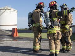 Firefighters from 502nd Civil Engineering Squadron at Joint Base San Antonio-Randolph conduct an exercise in June 2019 to improve the base's resiliency. The San Antonio region is also preparing for any possible electromagnetic pulse events, which could be detrimental to power and operations. Credit: U.S. Air Force photo by Sean M. Worrell