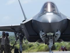 U.S. Air Force airmen at Andersen Air Force Base, Guam, work to refuel an F-35A Lighting II aircraft assigned to Eielson Air Force Base, Alaska during the Cope North exercise in February. The airmen were conducting agile combat employment, or ACE, training during the exercise. The service’s ACE operations, which aim to bring more agility, resiliency and deterrence in a near-peer competitive environment, will be supported by its zero-trust architecture platforms. Credit: Pacific Air Forces/Senior Airmen Jona