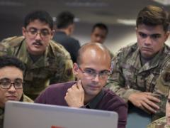 U.S. Cyber Command cyber warriors and a French cyber professional collaborate during a July 21 training exercise, Cyber Fort III, at Fort George G. Meade, Maryland. The Command, along with federal agencies such as the FBI, NSA, DOD and the Department of Justice, will be collaborating with the new Joint Cyber Defense Collaborative to broaden U.S. cyber defenses. Credit: U.S. Cyber Command/Josef Cole