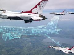 A new augmented reality platform will help pilots train in the air with digital assets. Design by SIGNAL Art Director of DOD photo by Tech. Sgt. Ned Johnston, Air Force Thunderbirds
