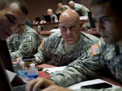 Soldiers participate in a multiservice ‘NetWar’ exercise to show and build cyber warrior capabilities at the U.S. Army’s Cyber Center of Excellence Fort Gordon in Augusta, Georgia, in 2014. Photo courtesy U.S. Army National Guard