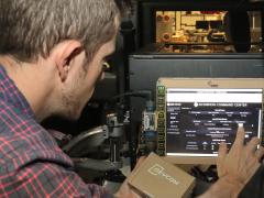 C5ISR Center computer scientist Zach Kjellberg tests position, navigation and timing (PNT) system at Aberdeen Proving Ground, Maryland. The center is developing new PNT technologies in support of Army modernization efforts. Credit: Dan Lafontaine, CCDC C5ISR Center PAO