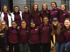 Students from Frank Scott Bunnell High School in Stratford, Connecticut, who formed a Girls in STEM group, gather during their Make-Her Fair event, which aims to get young girls excited about science and technology.