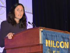 To meet the STEM employment gap, Barbara Borgonovi, vice president, Integrated Communication Systems, Raytheon Space and Airborne Systems, advises the military and the industry to alter how they identify, hire and retain talent. Credit: AFCEA/Katie Helwig