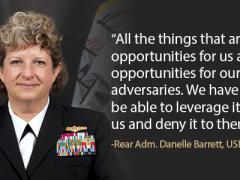 Rear Adm. Danelle Barrett, USN, director, Navy Cybersecurity Division, Office of the Chief of Naval Operations, spoke at the AFCEA Small Business Innovation Summit on July 26.