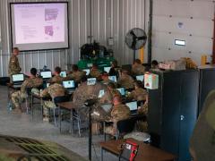 Sgt.1st Class Joshua Shirey, USA, maintenance instructor for the Army’s new Joint Light Tactical Vehicle, teaches a class about suspension to 33 soldiers enrolled in the first-ever iteration of the course at Fort McCoy, Wisconsin. The 96-hour Field-Level Maintenance New Equipment Training course involves classroom and hands-on training for soldiers and contractors. Credit: Staff Sgt. Brigitte Morgan, USAR