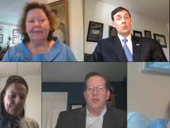 Panelists participate in a remote panel discussion hosted by AFCEA’s Virtual CMMC Symposium.