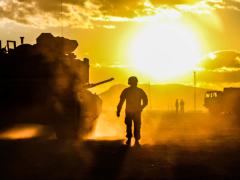 Soldiers test M1A2 Abrams tanks during a live-fire accuracy screening test at Fort Bliss, Texas, in October. U.S. Army researchers intend to integrate the FIRESTORM artificial intelligence system with the Abrams for Project Convergence 2021 to be held in October and November. Credit: Army Staff Sgt. Kris Bonet