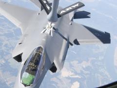 An F-35 Lightning II receives full from a KC-135 Stratotanker. The Army's communications exercises, which are being held in preparation of Project Convergence 21, are evaluating the ability of the different services to pass data from one to the other. The F-35, for example, may be used to pass information to ground forces as part of the Joint All-Domain Command and Control concept. Credit: U.S. Air Force photo/Master Sgt. Ben Mota