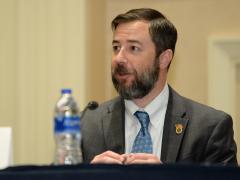 Dave Gauthier, director, Commercial Space and Business Operations, National Geospatial-Intelligence Agency, participates in a panel at the Intelligence and National Security Summit. Photo by Herman Farrer