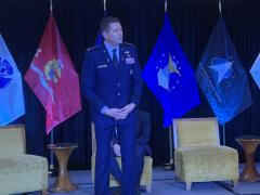 Gen. David Thompson, USSF, vice chief of Space Operations for the U.S. Space Force, speaks to industry about the importance of digital engineering, especially in capability presentation, at AFCEA NOVA’s Space Force IT Day on February 10.