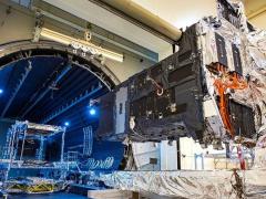 Lockheed Martin's SBIRS GEO-5 satellite is tested in a vacuum chamber at the company's Sunnyvale, California, production facility in April. The U.S. Space Force has ruled that the satellite is now ready for launching in 2021. Credit: Lockheed Martin