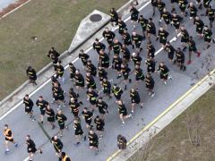 Army soldiers from the 3rd Infantry Division participate in a 4-mile division run at Fort Stewart, Georgia. The use of fitness trackers by some soldiers is inadvertently revealing their location and outline of military bases. Army photo by Sgt. Caitlyn Smoyer